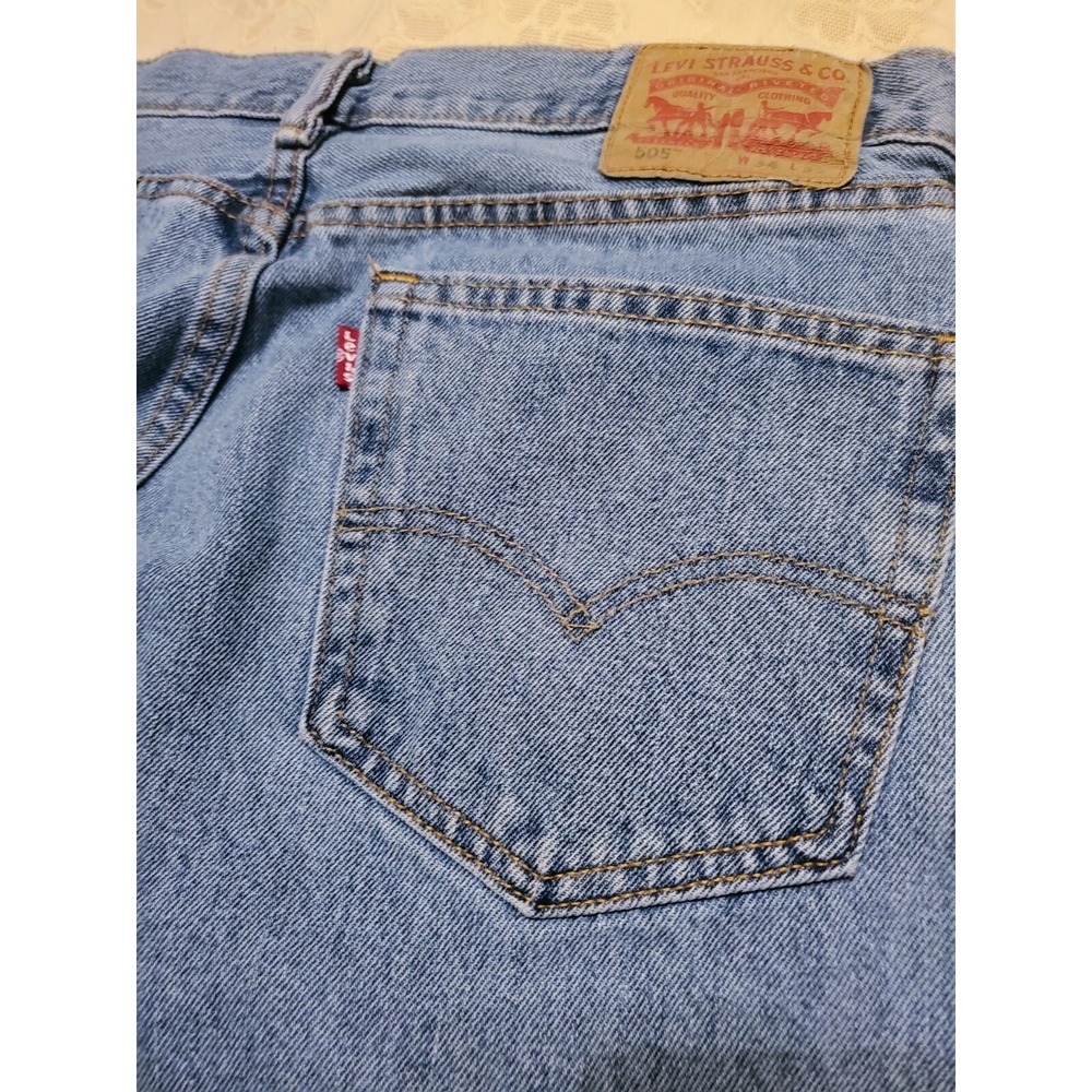 Vtg Levi's 505 Jeans Men's 34x32 Straight Retro Denim History Printed Pocket Tag - Picture 7 of 14